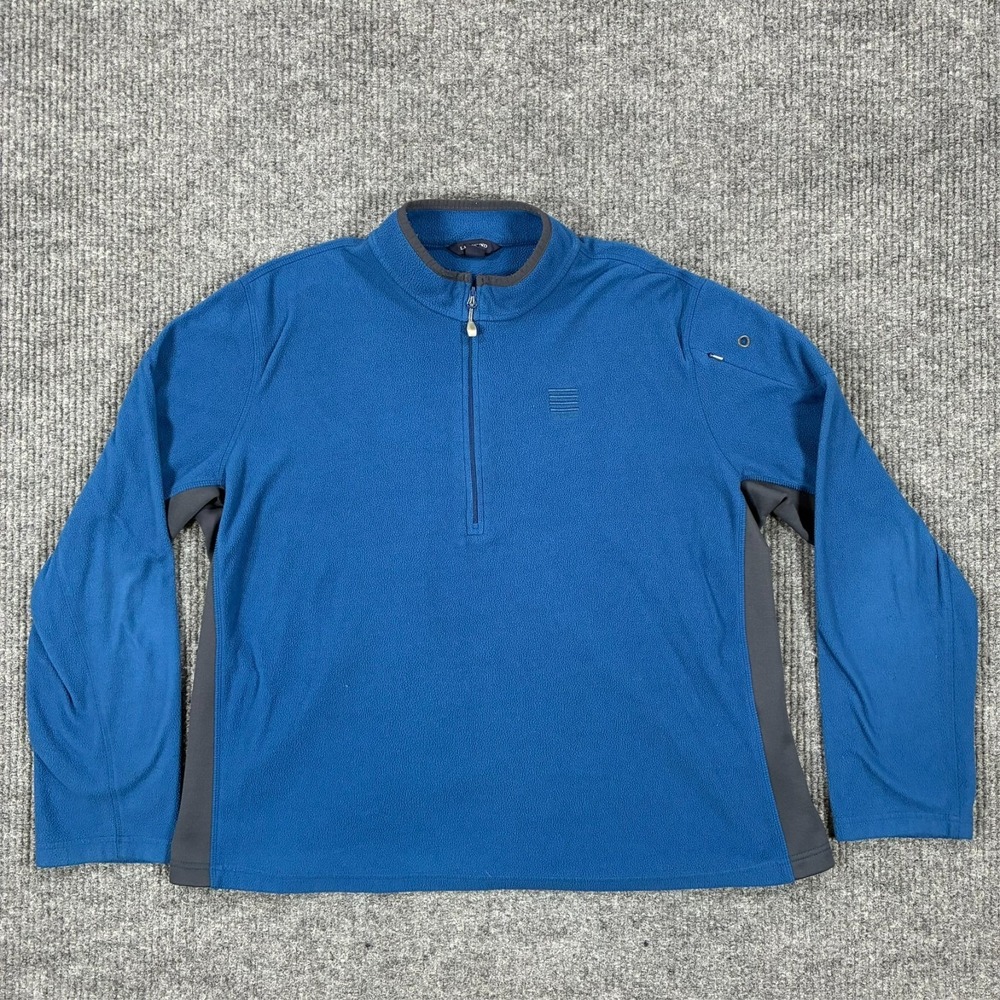 Lands End Fleece Pullover Mens Size XL Blue Quarter Zip Sweater Outdoor